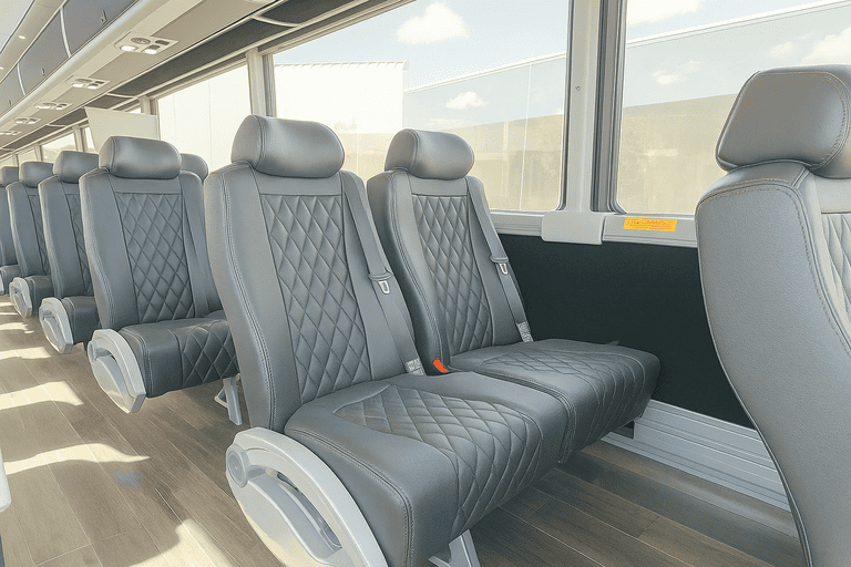 interior of Stamford Minibus Company charter bus