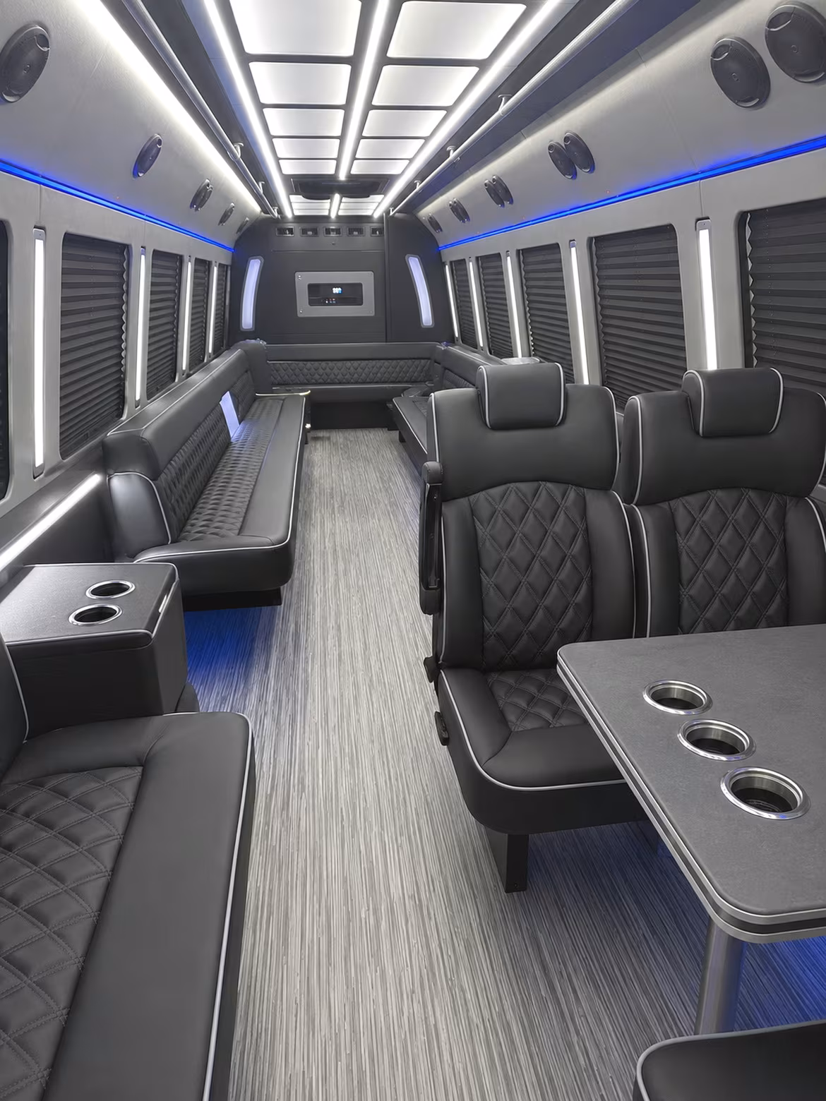 stamford 25 passenger party bus inside
