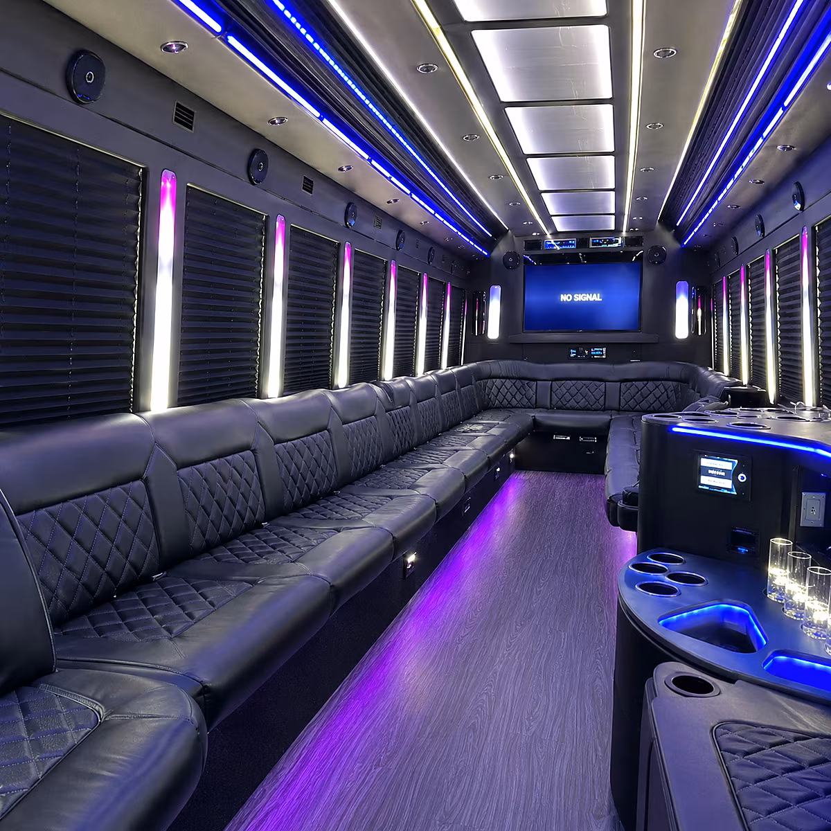 stamford 30 passenger party bus inside