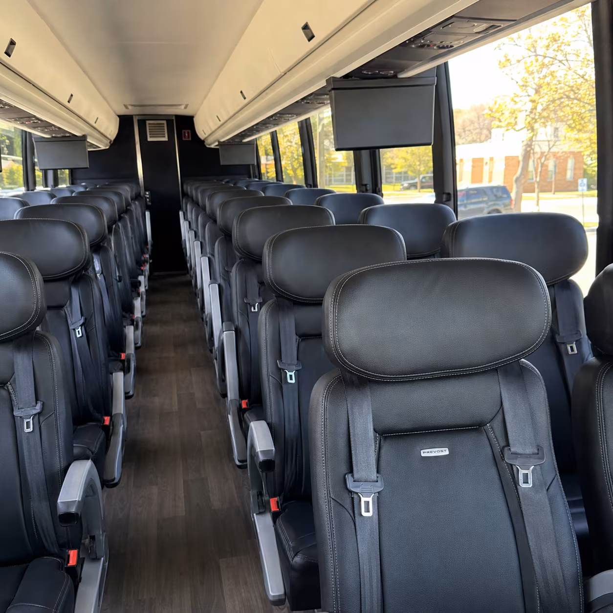 stamford 45 passenger charter bus inside