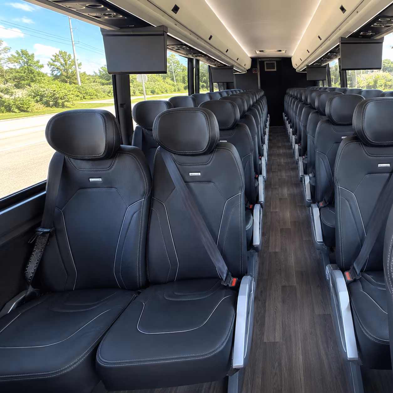 stamford 47 passenger charter bus inside